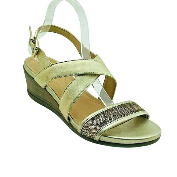 GEOX Respira Shoes Size 11M Gold Leather Sandals - Picture 1 of 7